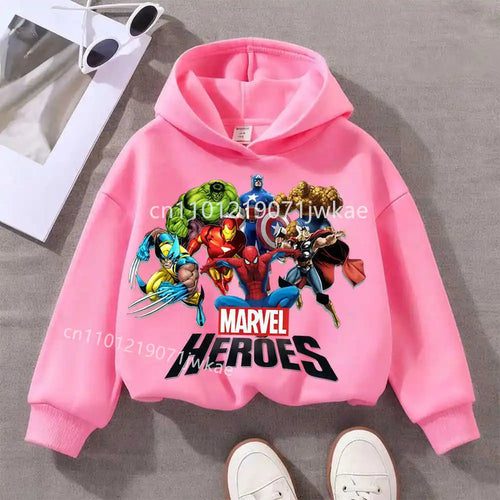 Kapuzenpullover Kinder Marvel Heroes Gruppe - Rosa