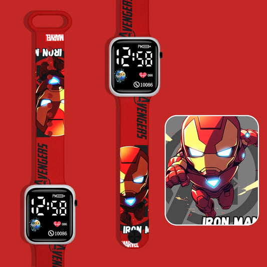 LED-Kinderuhr Iron Man - Chibi Rot