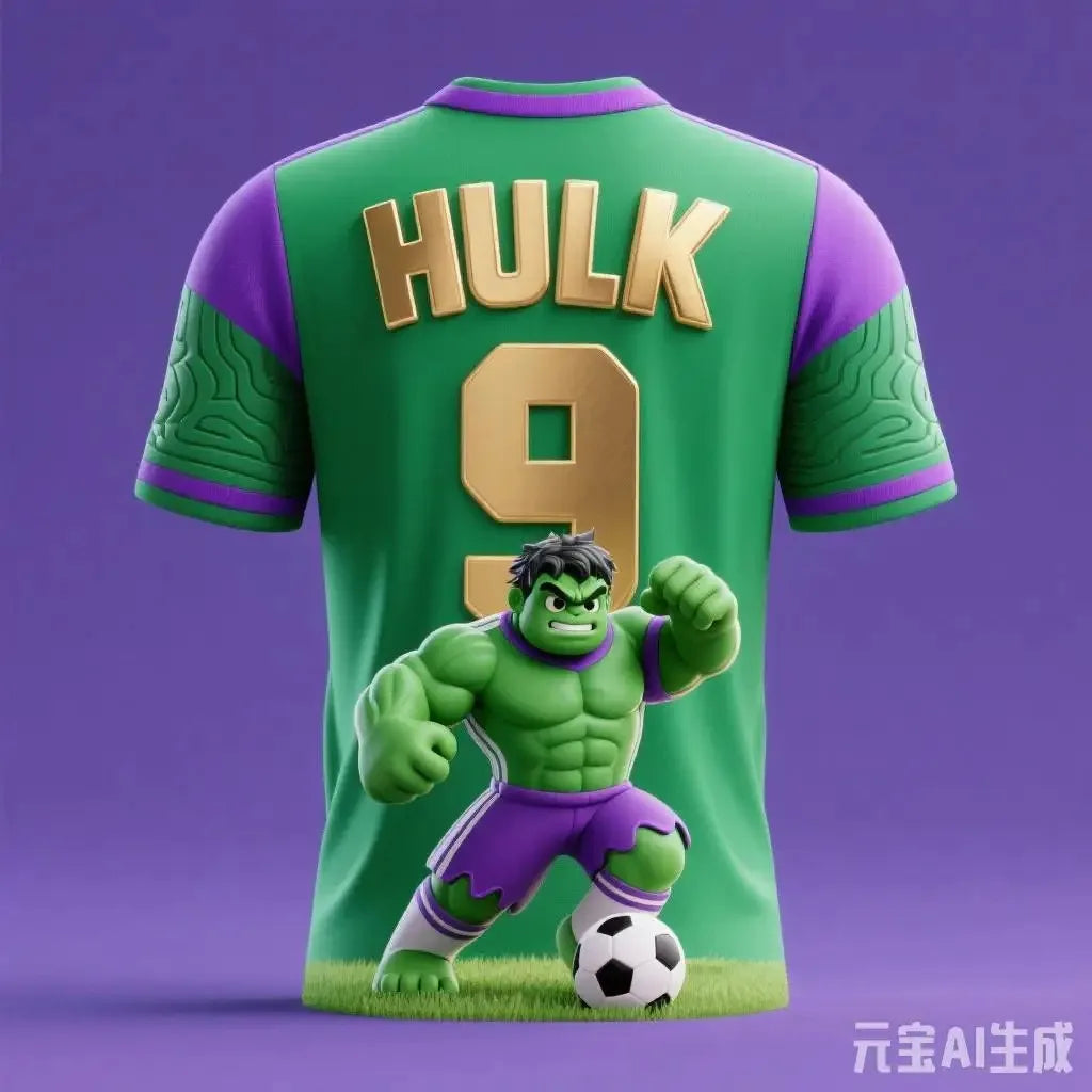 Avengers Hulk Fußballtrikot – Lila Hintergrund Gestreifte Socken #9