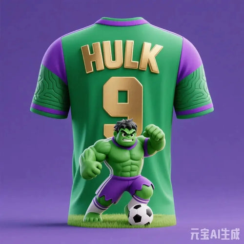 Avengers Hulk Fußballtrikot – Lila Hintergrund Gestreifte Socken #9