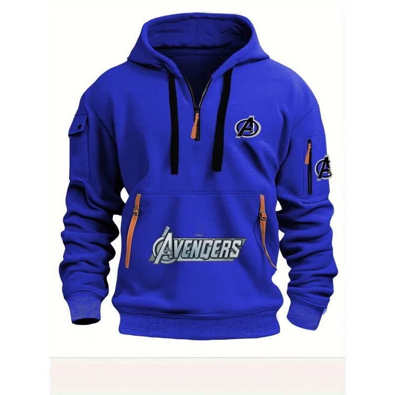 Sweatshirt mit halbem Reißverschluss Avengers für Herren – Multi-Pocket Schwarz Gelb