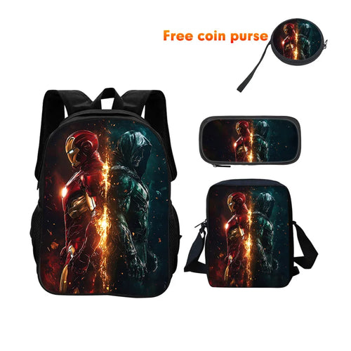 Avengers Iron Man 3-teiliges Schulranzen-Set – Dunkle Silhouette von Angesicht zu Angesicht