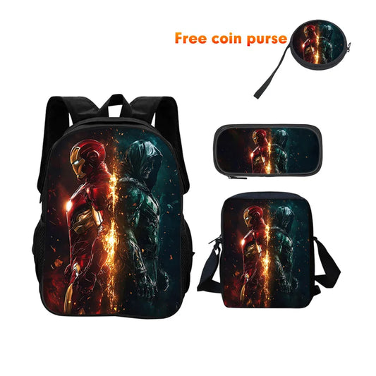 Avengers Iron Man 3-teiliges Schulranzen-Set – Dunkle Silhouette von Angesicht zu Angesicht