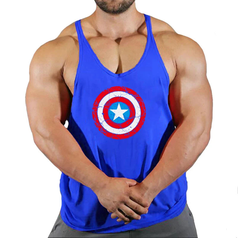 Herren Fitness Tanktop Captain America - Roter Schild