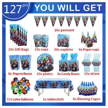 Avengers Geburtstagsdeko – 127-teiliges Set