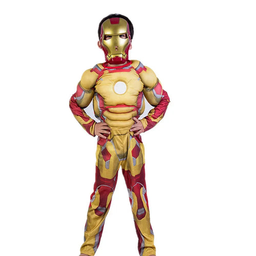 Kinder-Cosplay-Kostüm Iron Man – Muskulöser goldener Overall