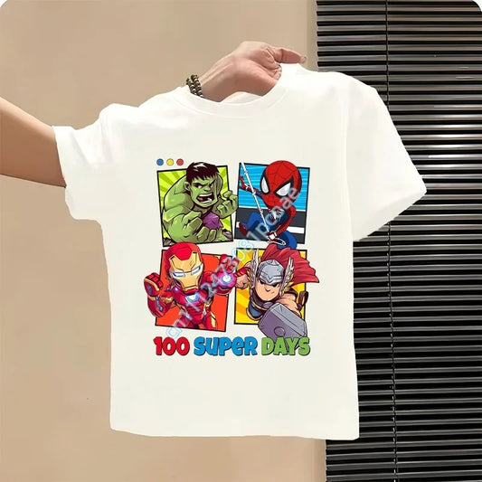 T-Shirt Kinder Avengers 100 Super Days - Weiß