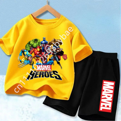 T-Shirt Avengers Marvel Heroes Kinder - Gelbe Gruppe Set