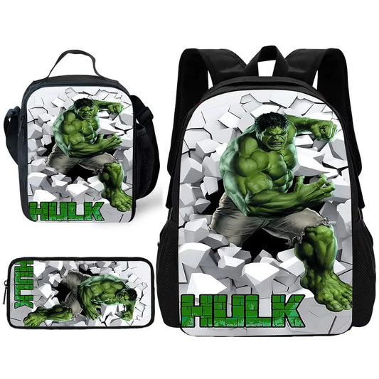 Hulk Rucksack-Set – Herausbrechendes Gesicht aus der weißen Mauer