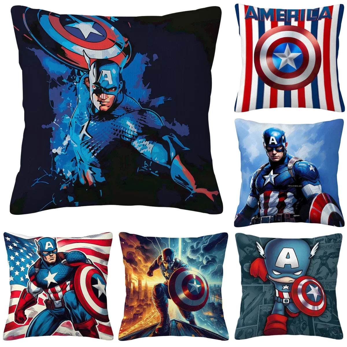 Kissenbezug Captain America – Schild-Collage-Montage
