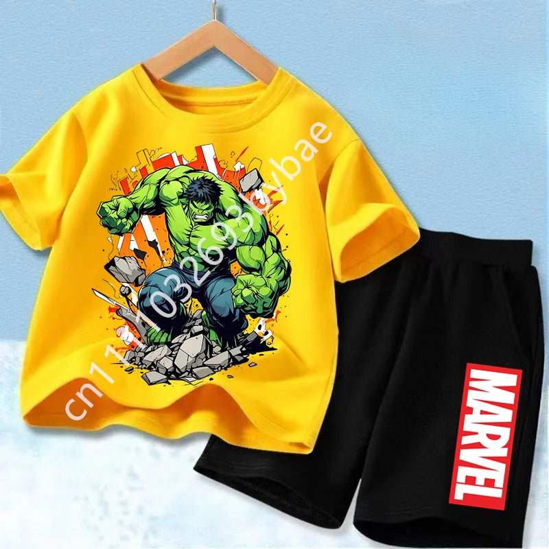 T-Shirt Avengers Hulk Kinder – Set Gelb Shorts Schwarz
