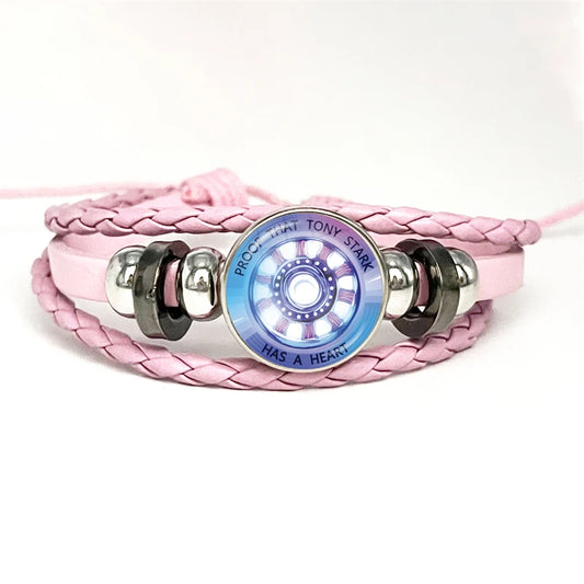Armband Leder Tony Stark Arc Reaktor - Leuchtendes Rosa Blau Violett