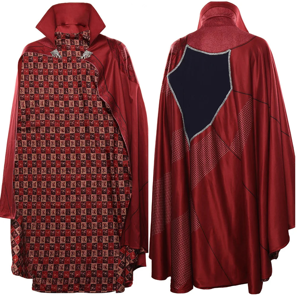 Doctor Strange Multiverse of Madness Cosplay-Kostüm – Roter Umhang, blaue Robe, Amulett, für Erwachsene