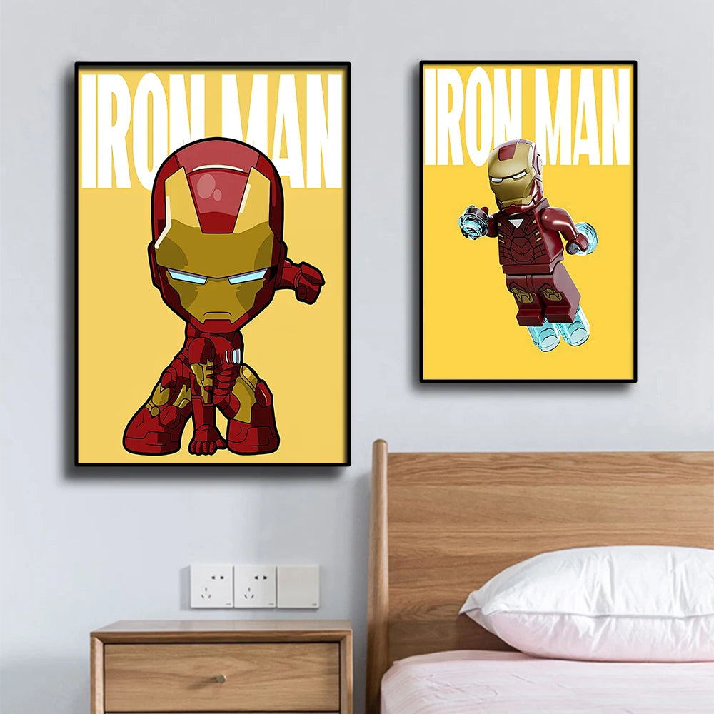 Poster Avengers Black Panther - Chibi-Stil Violetter Hintergrund