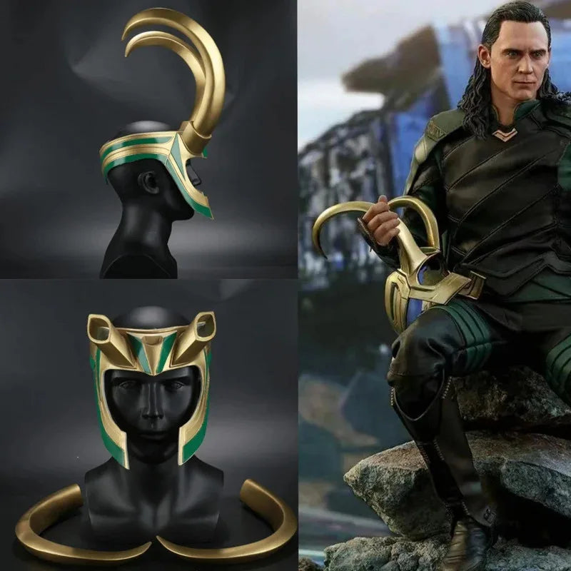 Loki Cosplay-Helm – Goldene und Smaragdgrüne Hörner