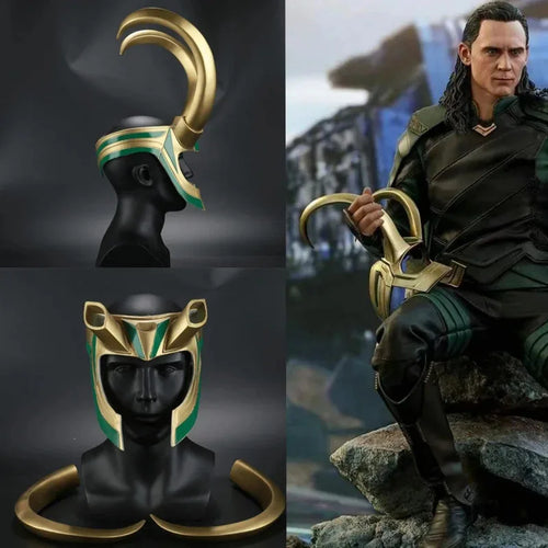 Loki Cosplay-Helm – Goldene und Smaragdgrüne Hörner