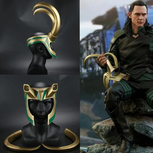 Loki Cosplay-Helm – Goldene und Smaragdgrüne Hörner