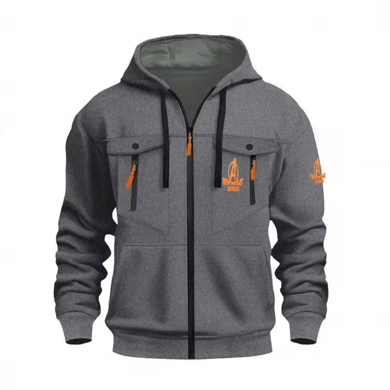 Kapuzenpullover mit Reißverschluss Marvel Avengers – Neon-Logo, Multitaschen, Herren