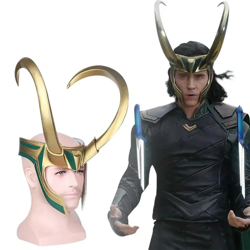 Loki Cosplay-Helm – Goldene und Smaragdgrüne Hörner