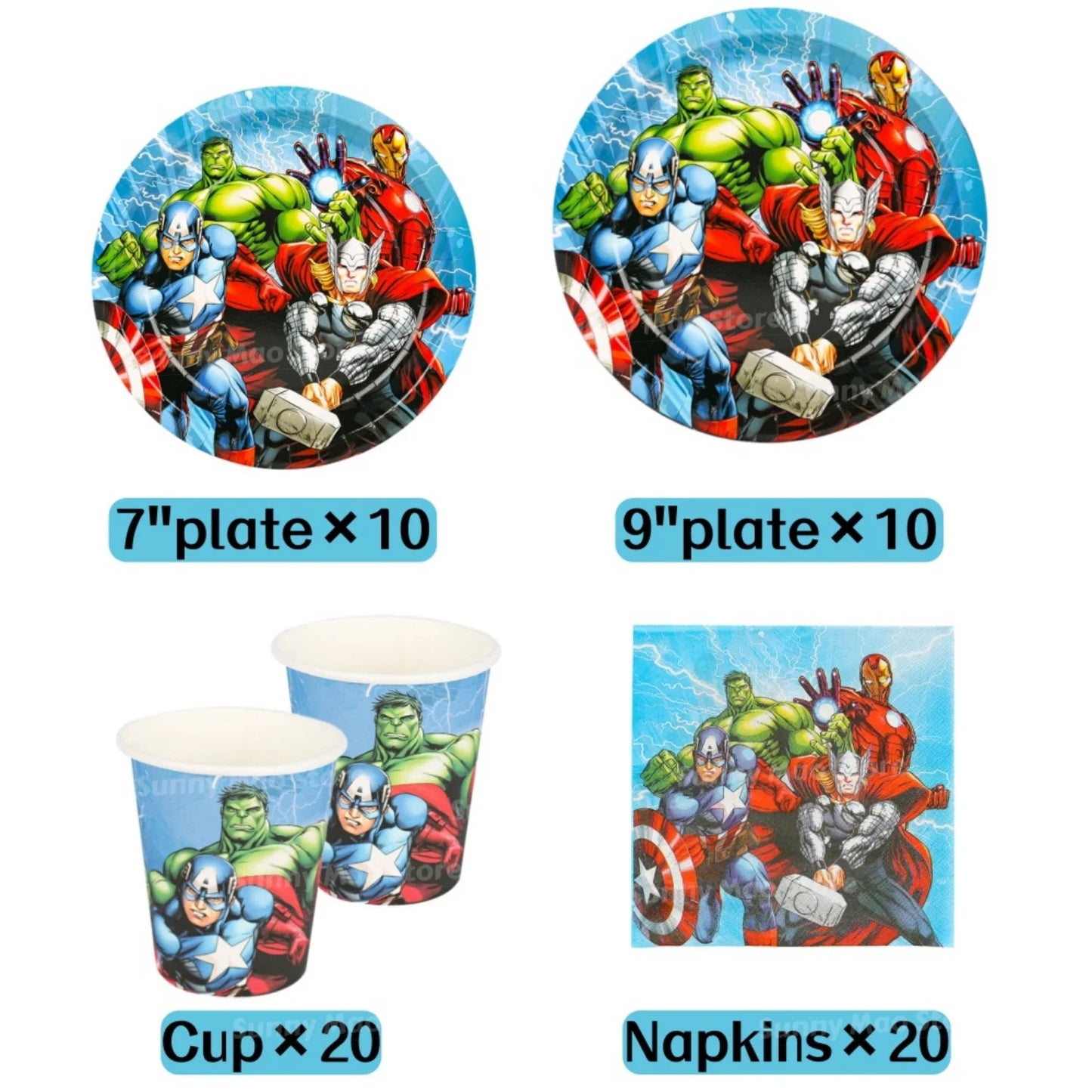 Avengers Geburtstagsdeko-Set - Zahlenballons Iron Man Spider-Man