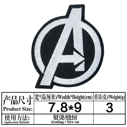 Avengers Logo Patch A - Schwarzer gestickter Umriss