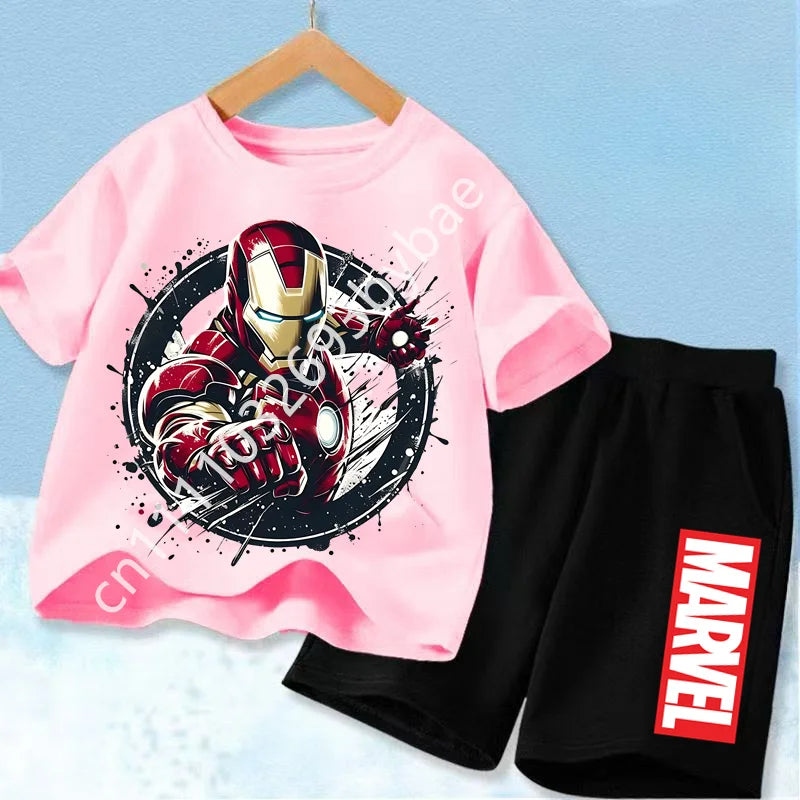 T-Shirt Avengers Iron Man Kind – Set Rosa Shorts Schwarz