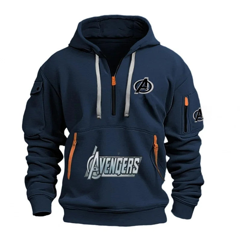 Sweatshirt mit halbem Reißverschluss Avengers für Herren – Multi-Pocket Schwarz Gelb