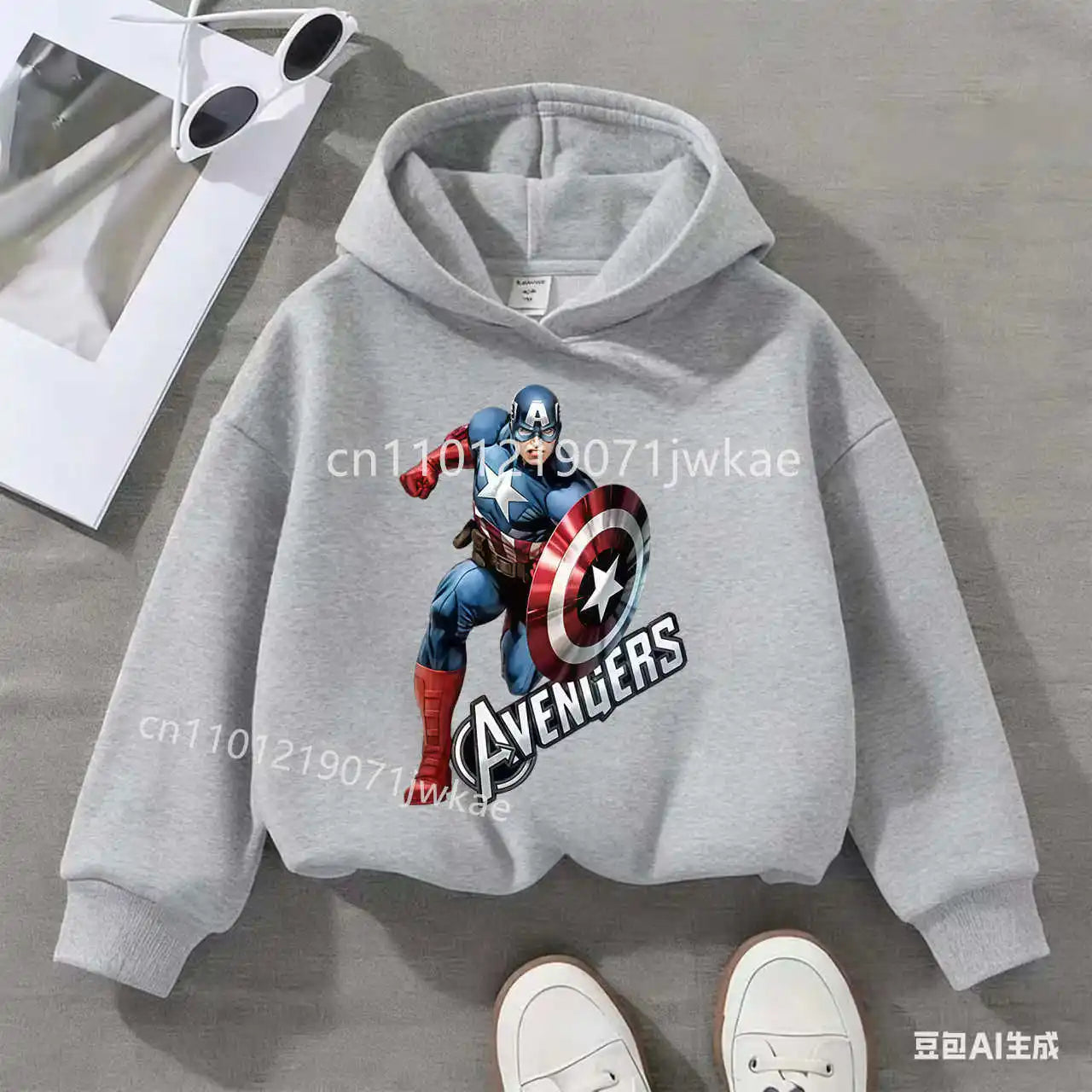 Kapuzenpullover Kinder Avengers Captain America Solo - Grau