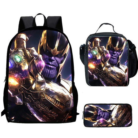 Thanos Rucksack Neon Krone 3-teilig - Episches Portrait Schulset Kind