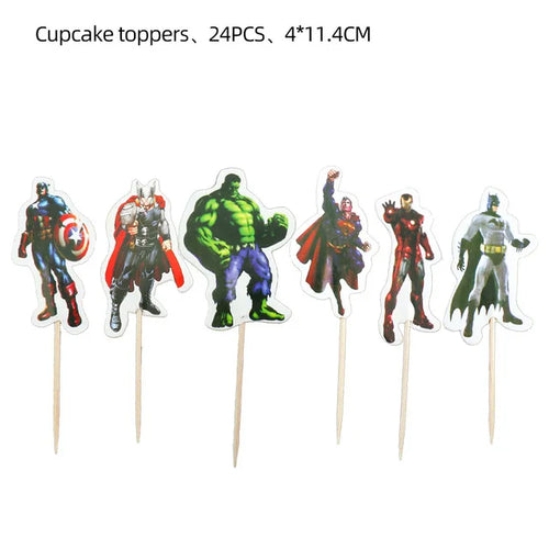 Avengers Geburtstagsdekoration - Cupcake Topper x24