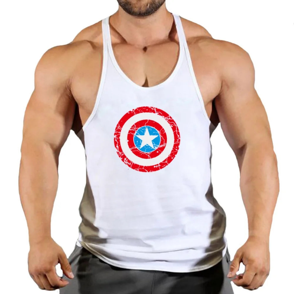 Herren Fitness Tanktop Captain America - Roter Schild
