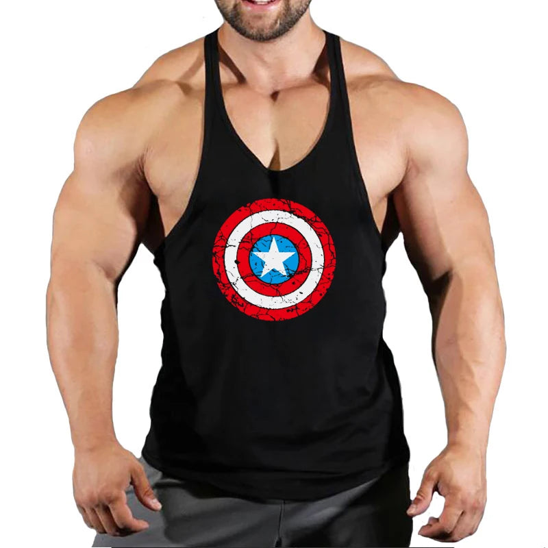 Herren Fitness Tanktop Captain America - Roter Schild