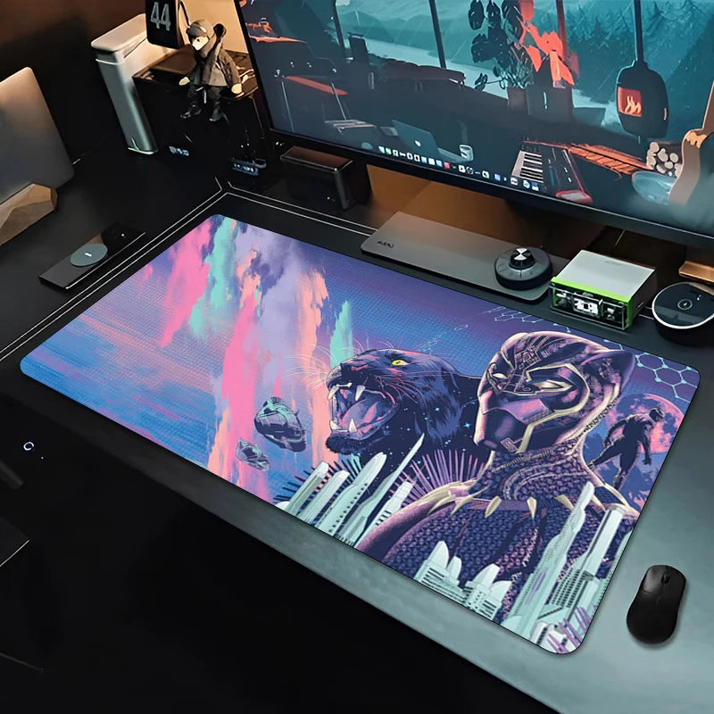 XXL Gaming Mousepad Black Panther - Schwarz Monochrom Schreibtisch