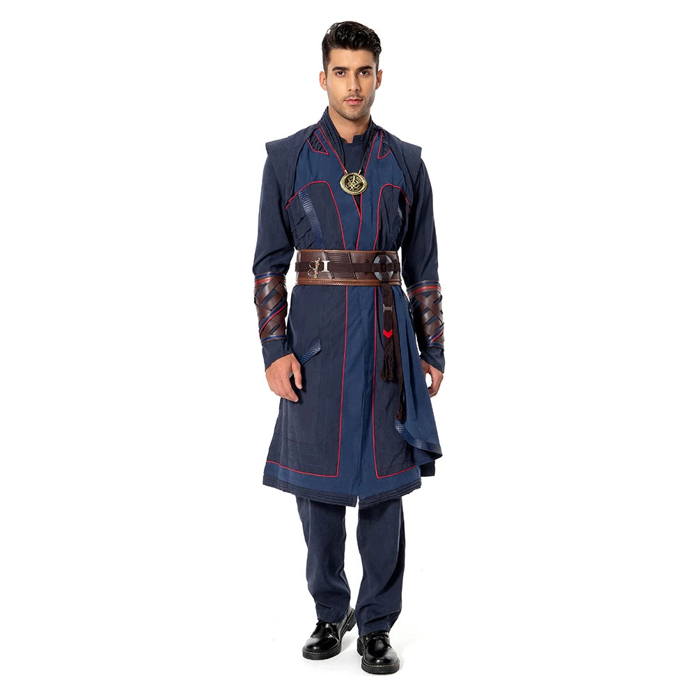 Doctor Strange Kostüm - Blaues Gewand mit Levitiermantel und Perücke
