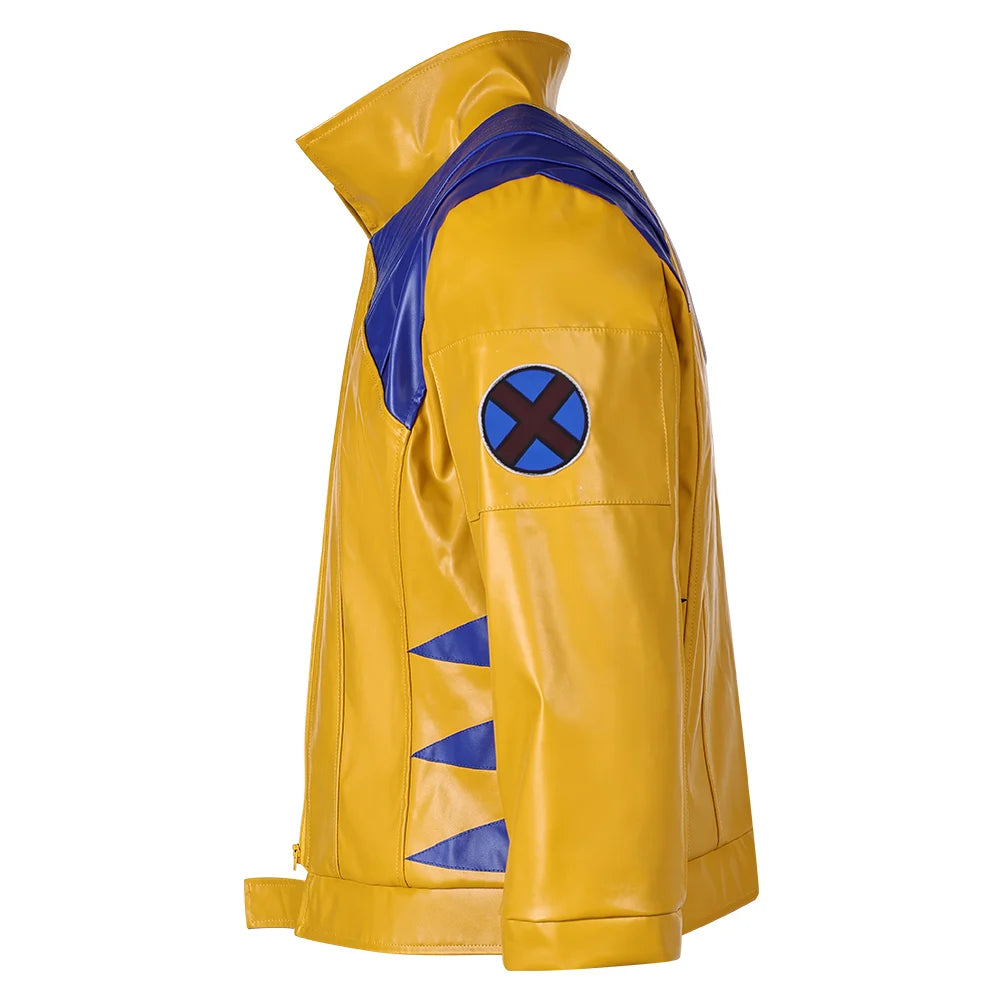 Wolverine Kostüm - Gelb-blaue Lederjacke mit Metallkrallen