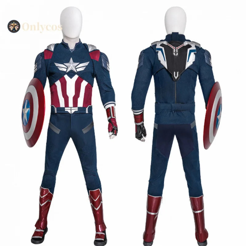 Captain America (Falcon) Kostüm - Blau-weiß-rotes Kostüm mit Rüstung und Schild