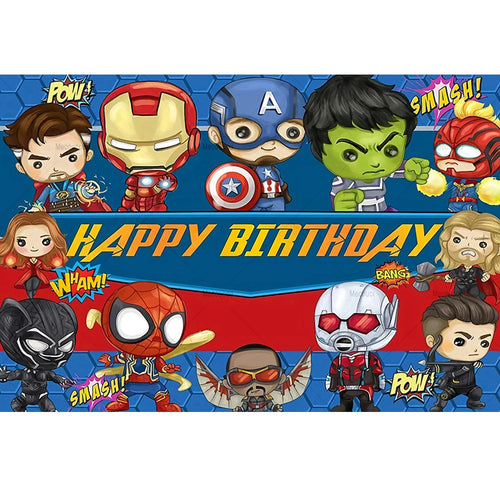 Poster Geburtstag Avengers Chibi - Happy Birthday