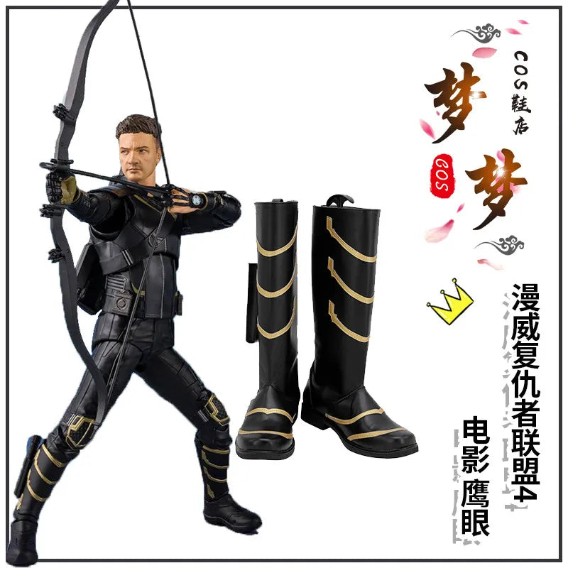 Cosplay-Stiefel Fantasie – Schwarz-Goldenes Zickzack-Muster aus Leder (Herren)