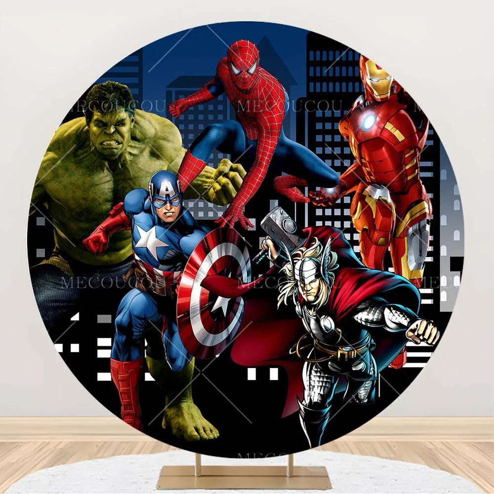 Runder Avengers-Hintergrund - Helden-Geburtstagsdeko