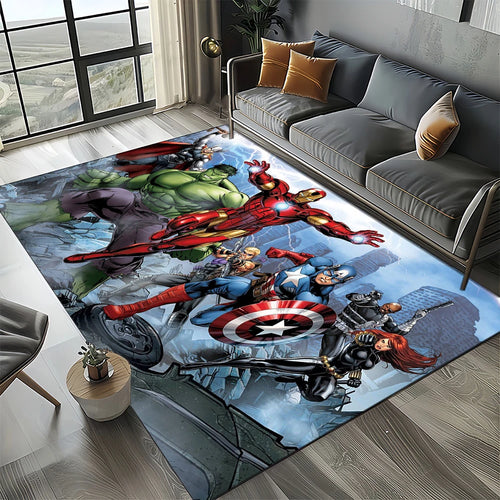 3D Avengers Teppich - Blaues Schild Team Design
