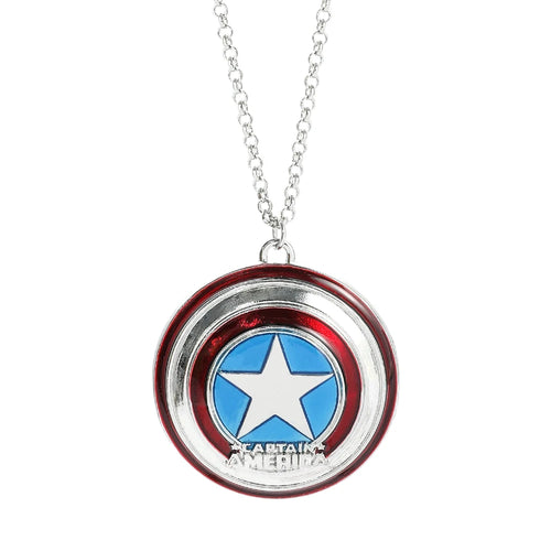 Halskette mit Captain America Schild-Anhänger – Silber und Emaille
