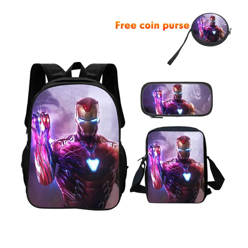 3-teiliges Avengers Iron Man Schulranzen-Set - Nano Gauntlet Endgame