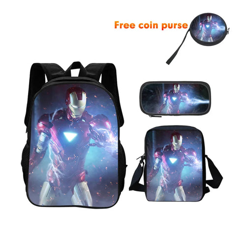Avengers Iron Man Schulranzen-Set 3-teilig – Dreieckiger Reaktor Blitze