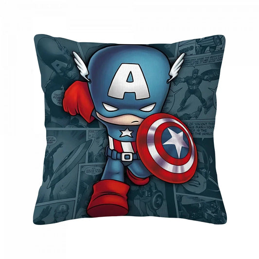 Kissenbezug Captain America – Chibi Comic-Hintergrund Blau