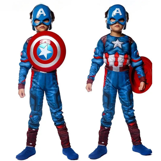 Kinderkostüm Captain America - Muskelanzug mit Schild