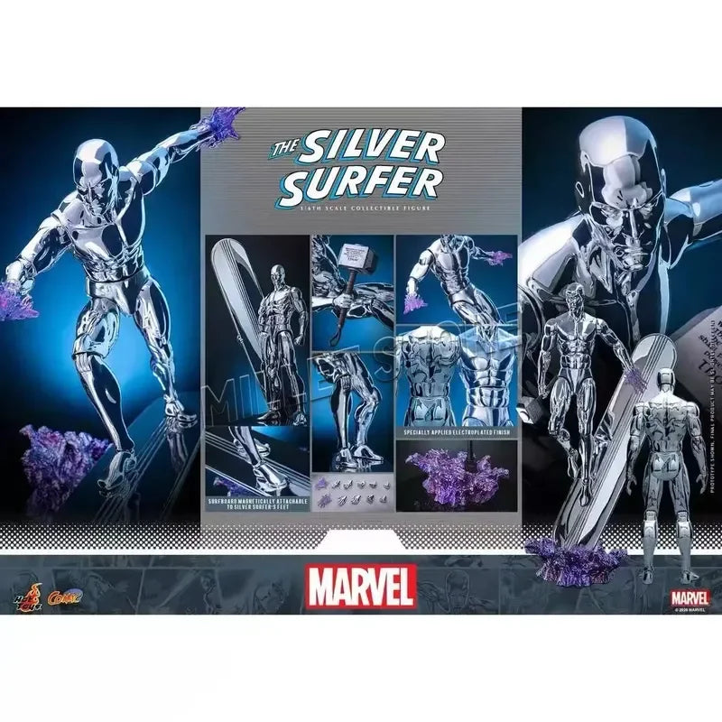 Hot Toys Silver Surfer Figur - 1/6 Marvel Fantastic Four mit Surfbrett