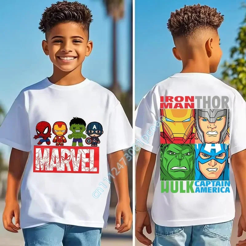 Kinder T-Shirt Marvel – Gitter mit 4 Gesichtern Iron Man Thor Hulk Captain America