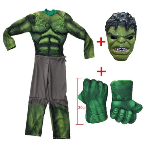 Hulk Kinderkostüm - Grüner Muskelanzug mit Maske und Handschuhen