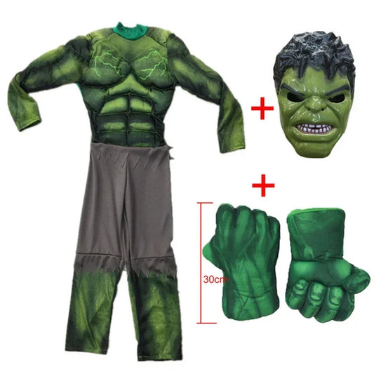 Hulk Kinderkostüm - Grüner Muskelanzug mit Maske und Handschuhen