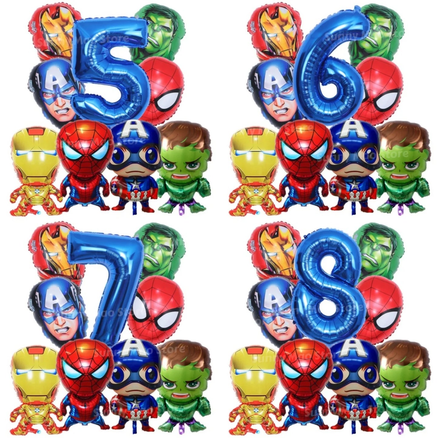 Avengers Geburtstagsdeko-Set - Zahlenballons Iron Man Spider-Man